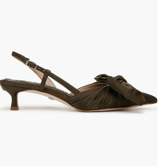 Sam Edelman Treena Bow Plissé Pointed Toe Kitten Heel Sandal - Picture 9 of 16